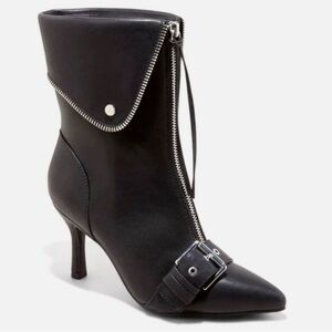 8 a new day Mickey point toe Black Buckle Zip Ankle Boot